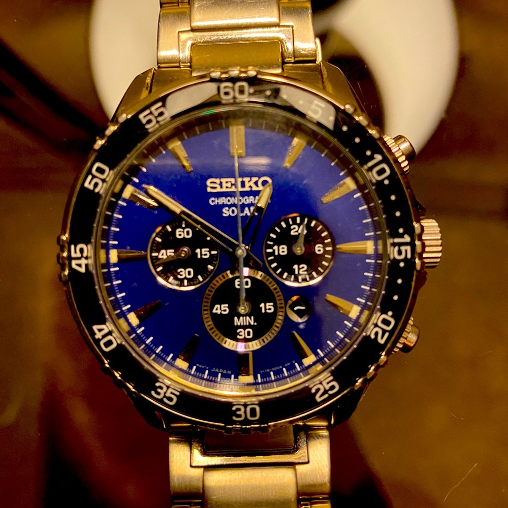 ♥️Seiko Solar Men’s Chronograph Watch Stainless
